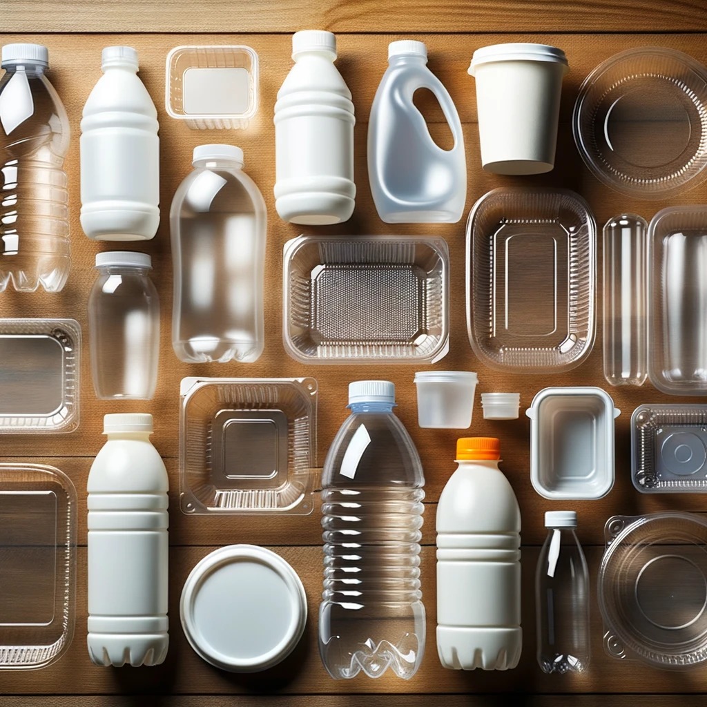 Various Polyethylene Terephthalate or PET plastic containers