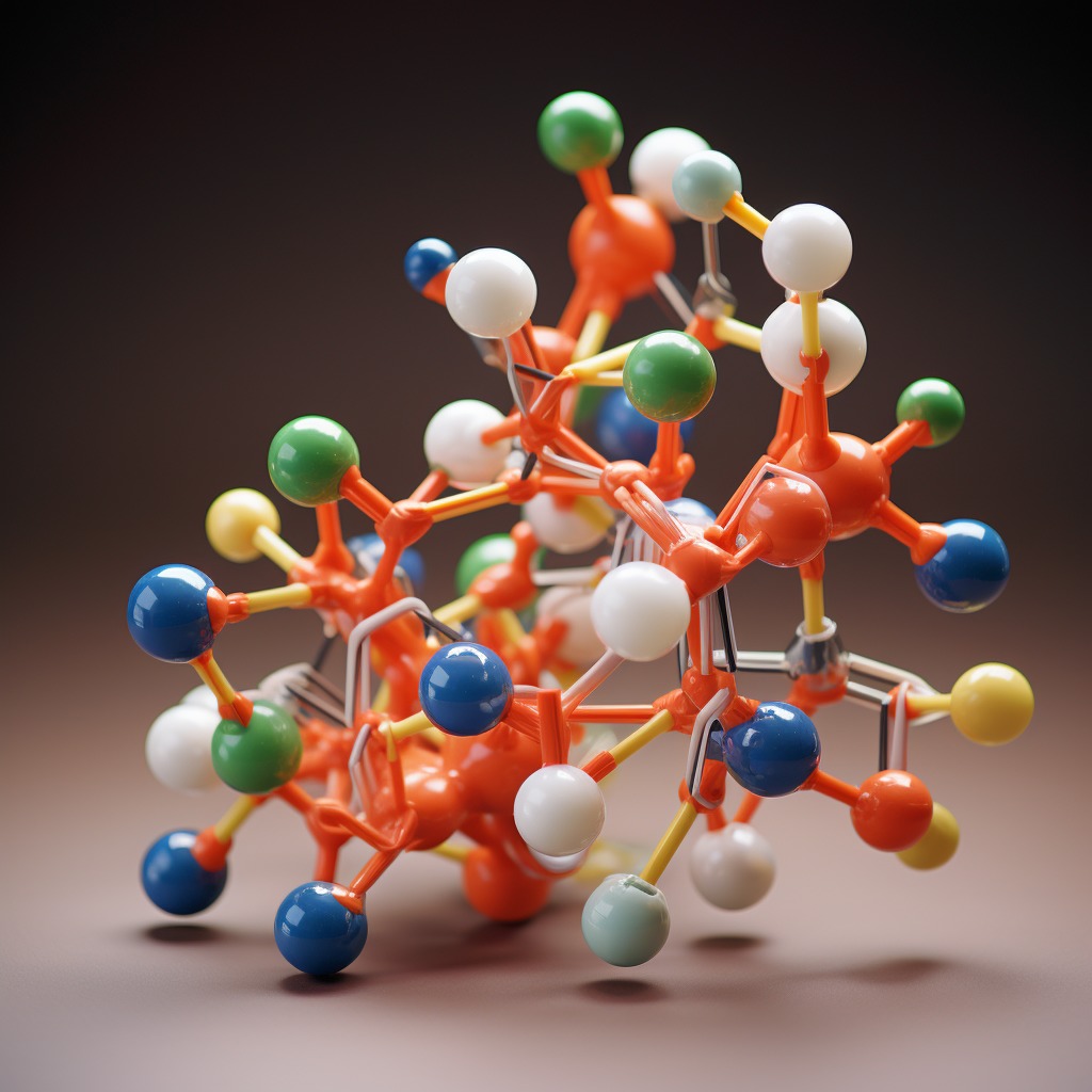 A detailed molecular structure of an enzyme showing how enzymes interact with substrates