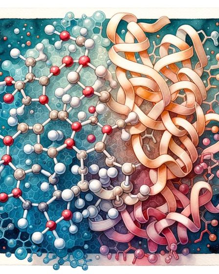 Molecular model showcasing enzyme-substrate interaction.