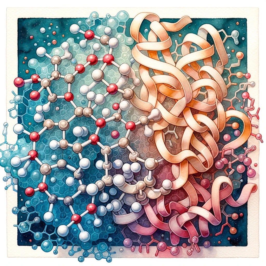 Molecular model showcasing enzyme-substrate interaction.