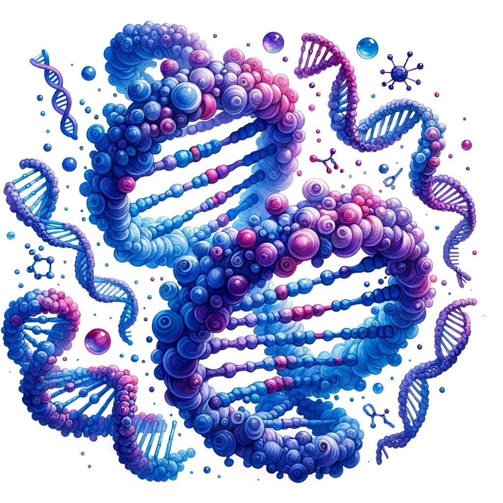 A detailed illustration focusing on the structure and function of nucleic acids.