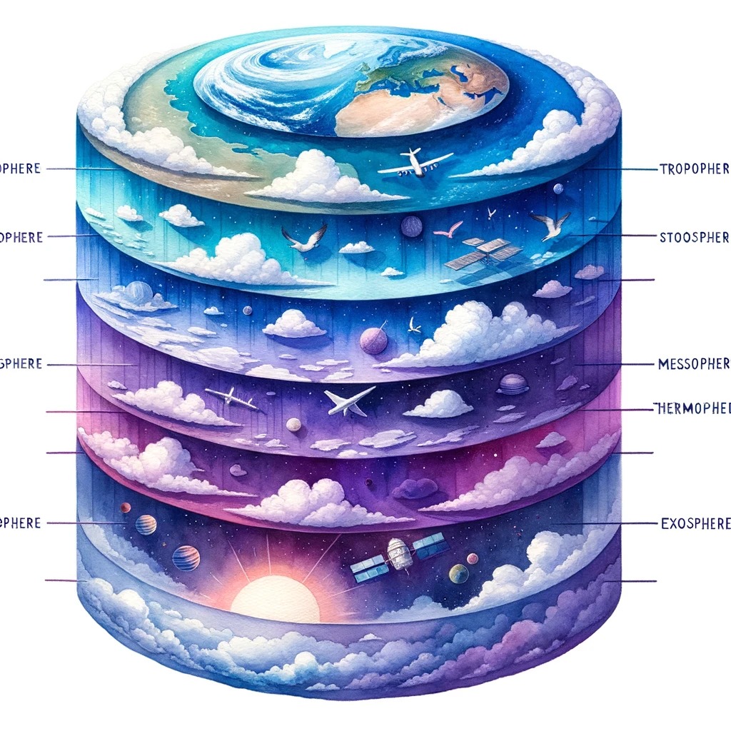 Diagram showcasing the layers of Earth's atmosphere in the 'What is Air' article.