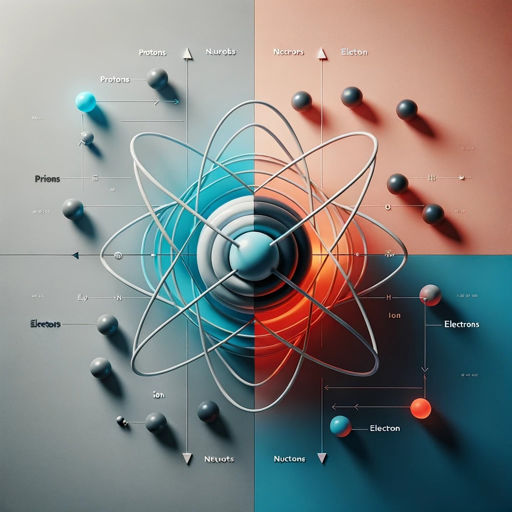 Visual of atoms and ions differences for chemistry education