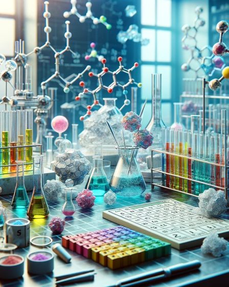 Colorful illustration of inorganic chemistry molecules