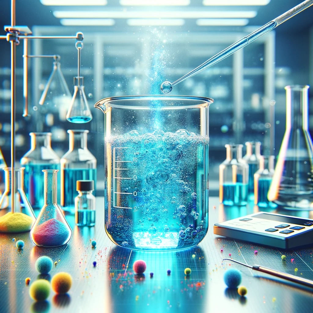 Illustration of solute and solvent mixing to form a solution