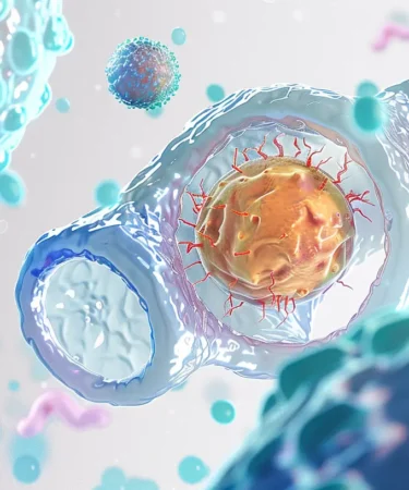 Endocytosis phagocytosis example with immune cell absorbing solid particle