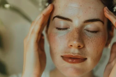 Face yoga exercise for lifting cheeks and improving facial symmetry during structured routine