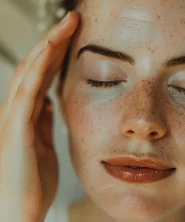 Face yoga exercise for lifting cheeks and improving facial symmetry during structured routine