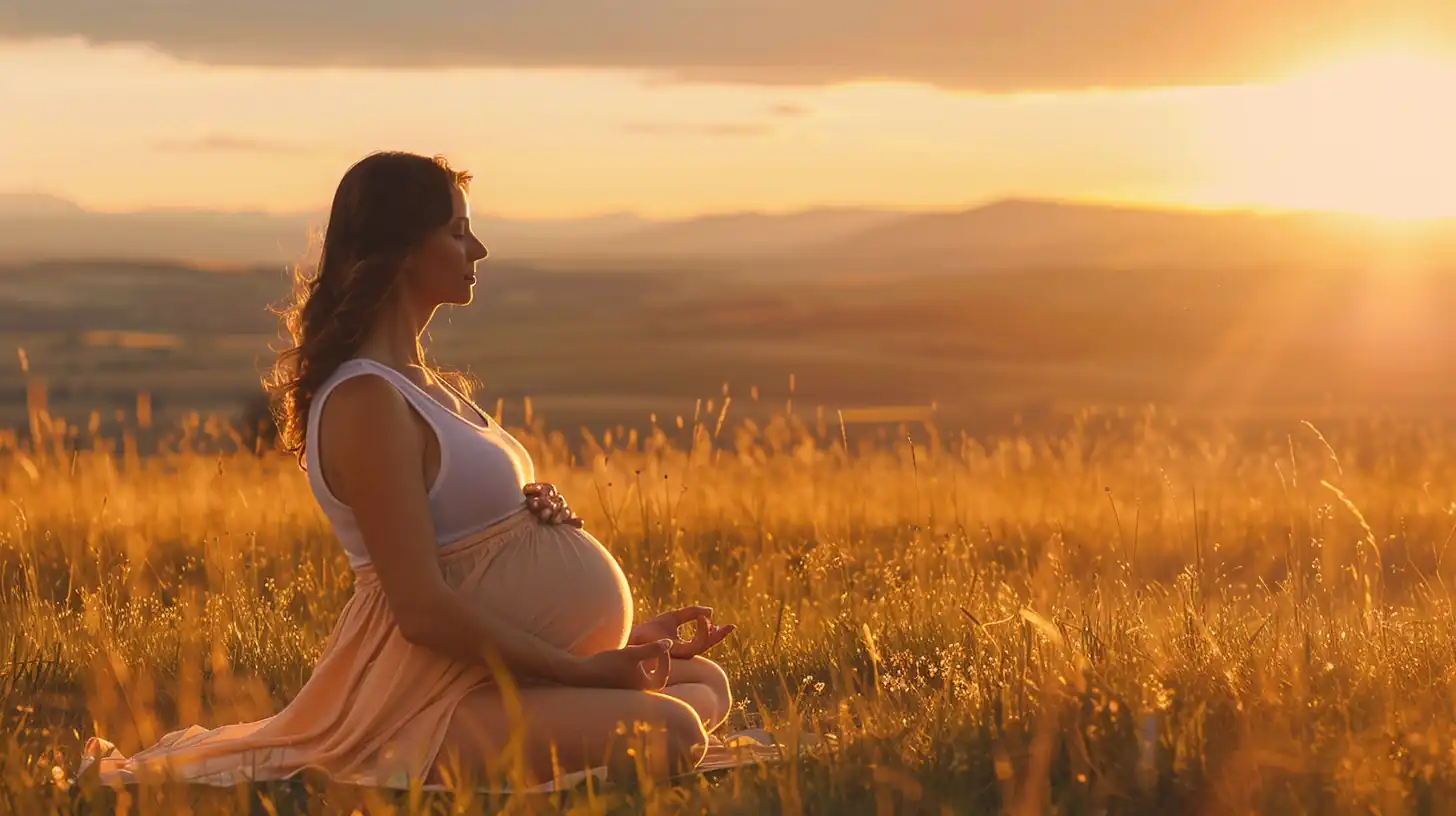 Prenatal yoga stretch during second trimester with blocks and safe alignment