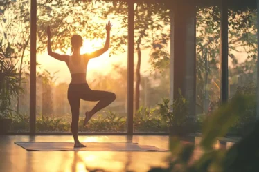 Yoga asanas with groupings by body position such as seated, standing, restorative, and supine postures